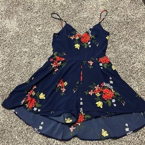 Floral navy blue romper
